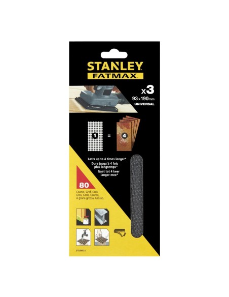 3 hojas de lija de malla 1/3 (93x190mm), con velcro, Grano 80