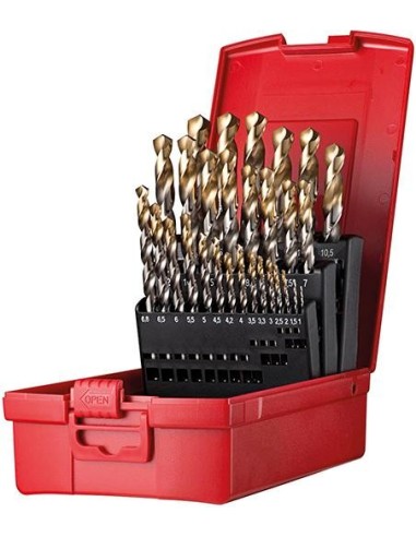 Jgo broca espir. 1-13mm x0,5 KL A002 en caja 118Gtipo N 4xD 29 pzas Punta TiN A095206 Dormer