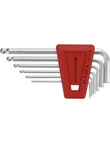 Juego llaves Allen en soporte plástico 6 piezas, 1,5-5mm Pta esfér PB Swiss Tools