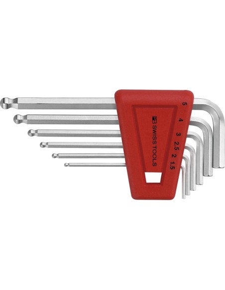 Juego llaves Allen en soporte plástico 6 piezas, 1,5-5mm Pta esfér PB Swiss Tools