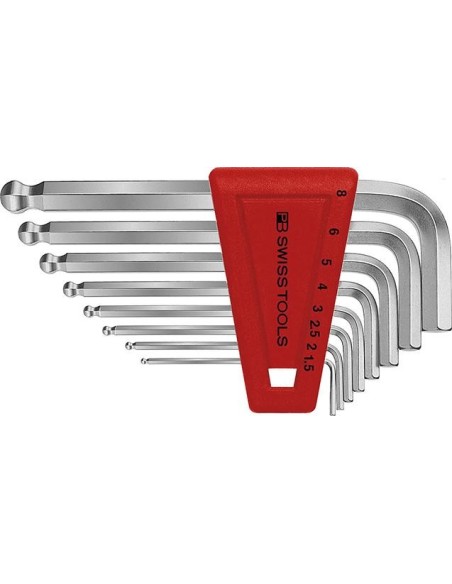 Juego llaves Allen en soporte plástico 8 piezas, 1,5-8mm Pta esfér PB Swiss Tools