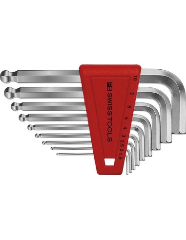 Juego llaves Allen en soporte plástico 9 piezas, 1,5-10mm Pta esfér PB Swiss Tools