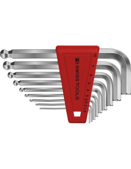 Juego llaves Allen en soporte plástico 9 piezas, 1,5-10mm Pta esfér PB Swiss Tools