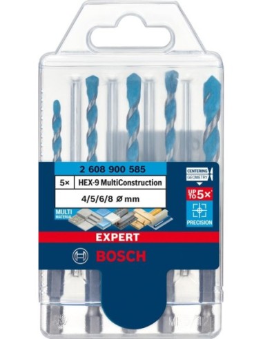 Jgo. brocas de percusión HEX-9 5 pzas 4/5/6/8 mm MultiConstruction EXPERT Bosch