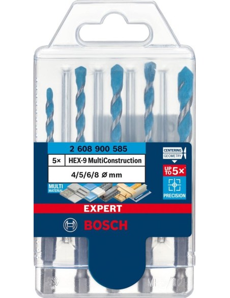 Jgo. brocas de percusión HEX-9 5 pzas 4/5/6/8 mm MultiConstruction EXPERT Bosch