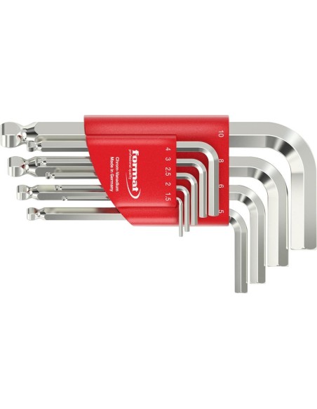 Juego llaves Allen en soporte de mano 9 piezas,1,5-10mm con cab. esférica