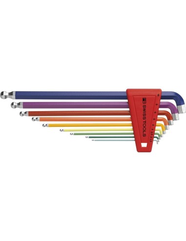 Juego llaves Allen Juego en soporte plástico 9 piezas 1,5-10mm 100grados Rainbow PB Swiss Tools