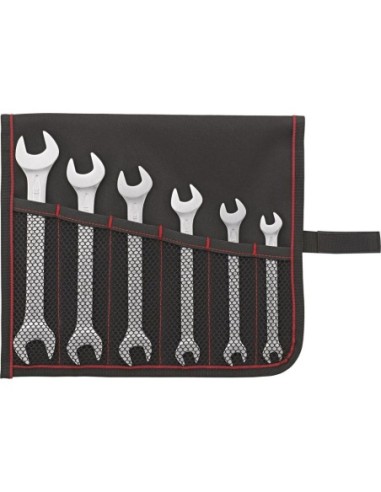 Jgo llave fijas doble DIN3110 7-19mm 6 pzas, bolsa enrollable