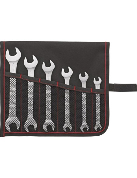 Jgo llave fijas doble DIN3110 7-19mm 6 pzas, bolsa enrollable