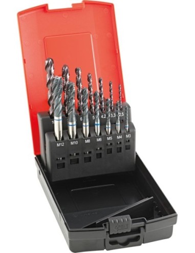Jgo mach rosc a maq ciegoM3-12 tipo INOX incl. brocas sacanúc. FORMAT GT
