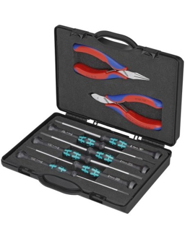 Estuche con alicates de electrónica con herramientas para trabajos en componentes electrónicos KNIPEX 00 20 18