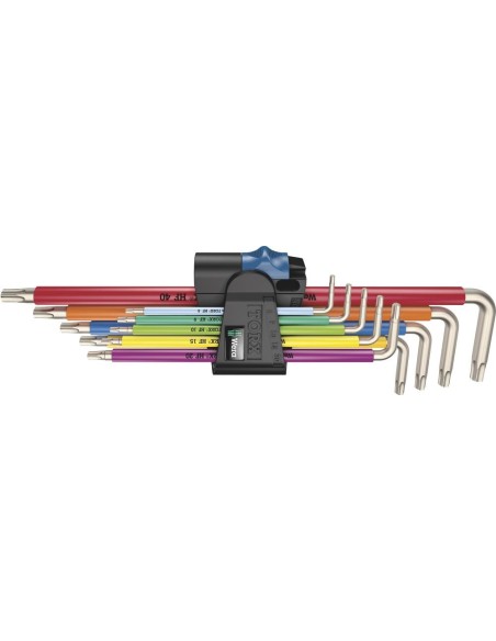 Juego llaves Allen largasde acero inox. con función sujeción Color 9 piezas Wera