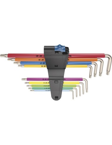 Juego llaves Allen largasde acero inox. con función sujeción Color 9 piezas Wera