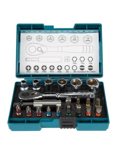 Makita B-54081 Set de puntas + llave de carraca (21P)
