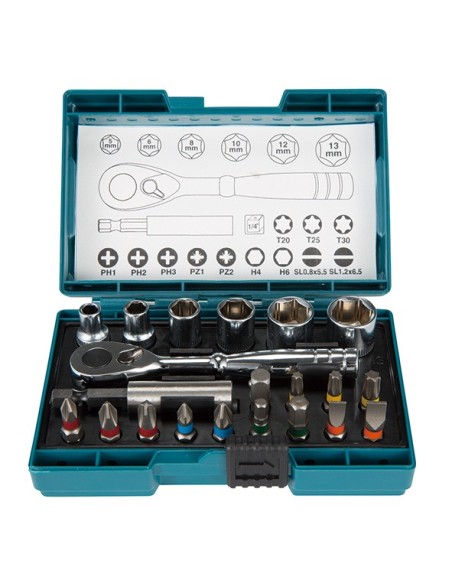 Makita B-54081 Set de puntas + llave de carraca (21P)