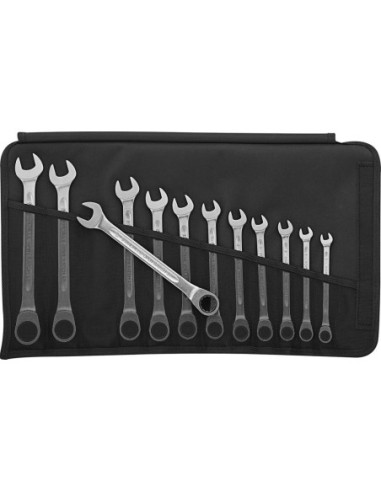 Juego de llaves carraca recto 8-19mm 12 pzas en bolsa enroll. Stahlwille