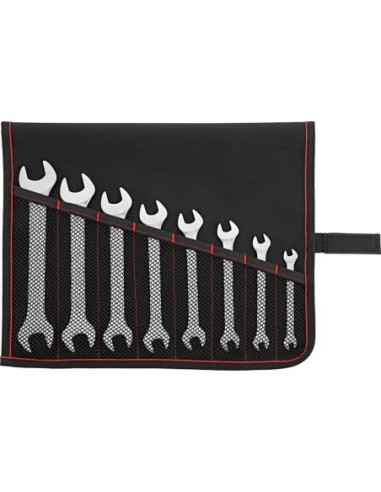 Juego llave fija 2 bocas DIN3110 6-22mm 8 pzas en bolsa enroll.