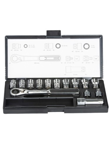 Makita B-65595 Set llave de carraca pasante con vasos (14 pcs) 1/4” a 3/8”