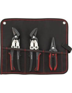 Tijeras para chapa 3 pzasen estuche enroll.