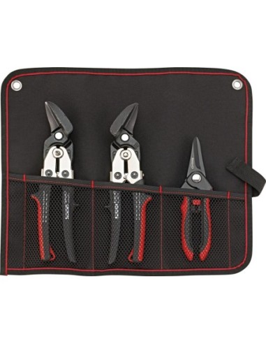 Tijeras para chapa 3 pzasen estuche enroll.