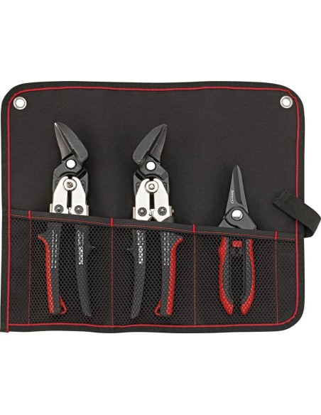 Tijeras para chapa 3 pzasen estuche enroll.