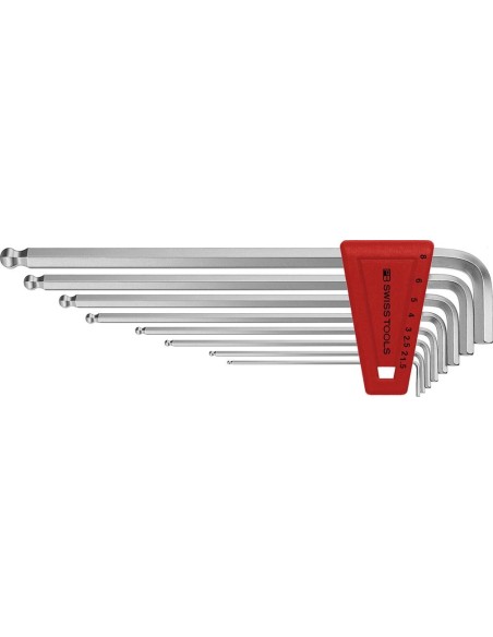 Juego llaves Allen en soporte plástico 8 piezas, largo 1,5-8mm Ptaesfér PB Swiss Tools