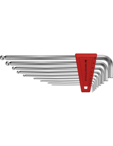 Juego llaves Allen en soporte plástico 9 piezas, largo 1,5-10mm Pta esfér PB Swiss Tools