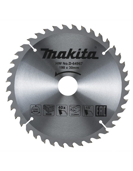 Makita D-64967 Disco TCT 190/30/40D Madera