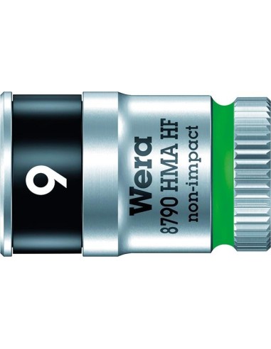 Llave de vaso 1/4 9 mm hex. fun. ret. Wera
