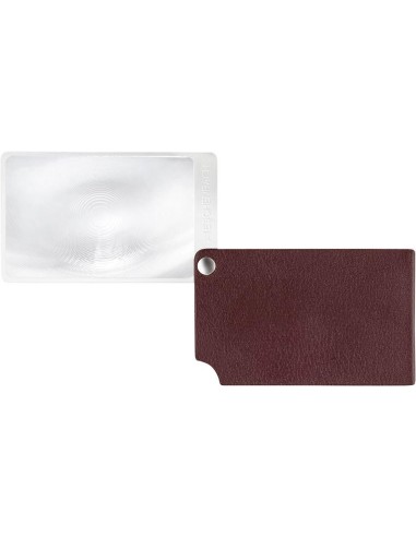 Lupa de tarjetas bancarias roja visoPOCKET2,5x cuero ESCHENBACH