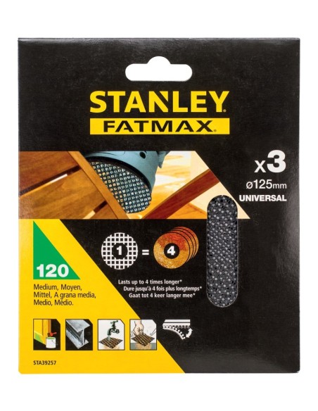 3 hojas de lija de malla 125mm para multilijadora, con velcro. Grano 120