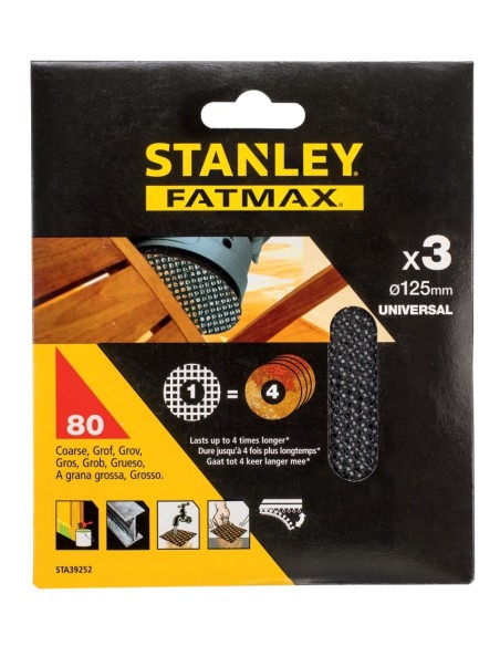 3 hojas de lija de malla 125mm para multilijadora, con velcro. Grano 80