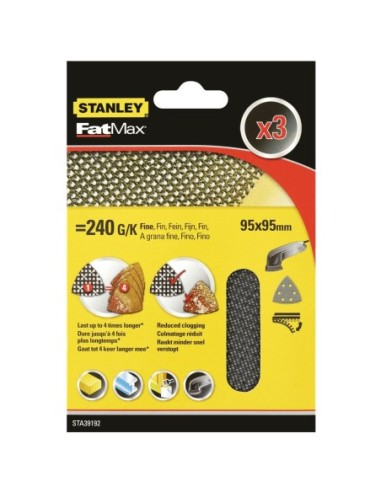 3 hojas de lija de malla para detalles con velcro. Grano 240