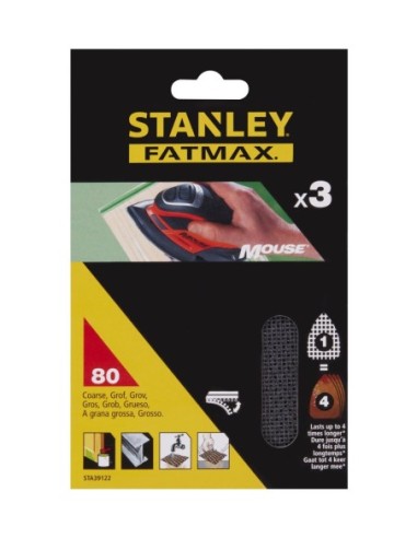 3 hojas de lija de malla para Mouse, con velcro. Grano 80