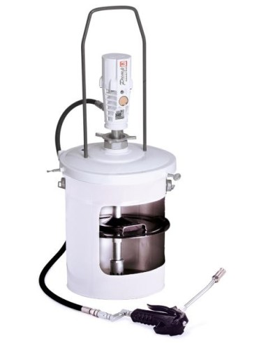 PAQUETE PORTÁTIL DE BOMBA NEUMÁTICA PUMPMASTER 3 - 55:1 PARA GRASA CON PLATO SEGUIDOR, BIDÓN 20 KG