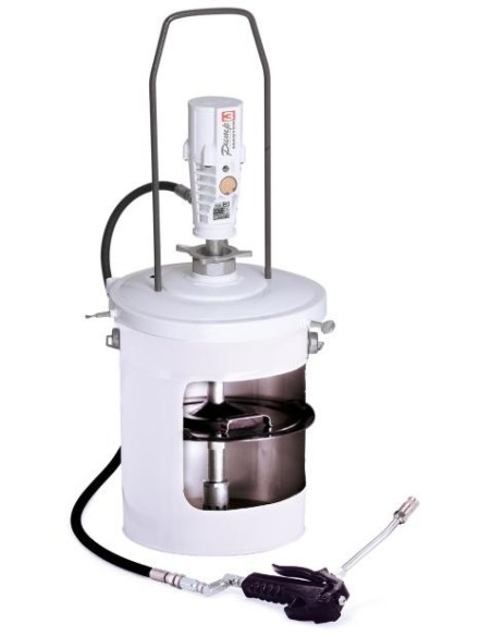 PAQUETE PORTÁTIL DE BOMBA NEUMÁTICA PUMPMASTER 3 - 55:1 PARA GRASA CON PLATO SEGUIDOR, BIDÓN 12,5 - 18 KG