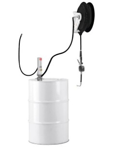 PAQUETE ESTACIONARIO DE BOMBA NEUMÁTICA PUMPMASTER 2 - 3:1 PARA ACEITE CON ENROLLADOR RM-12S, BIDÓN 205 L