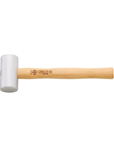 Martillo de aluminio cilíndrico con mango de nogal 1500g DIN 6491 OSCA