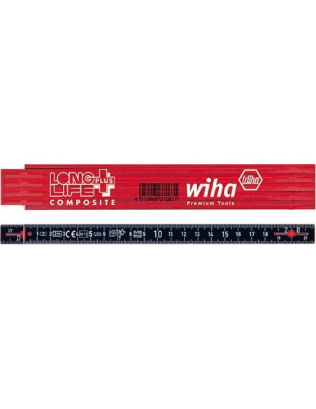 Metro plegable 2mx 14mm rojo/negro Wiha