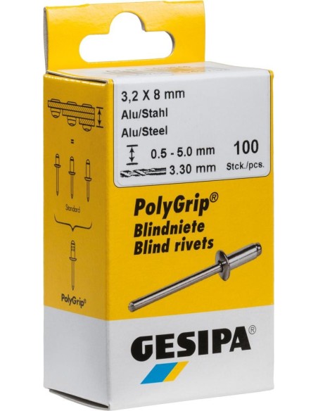 Remache ciego alu/acero cabeza bombeada Mini-Pack5x10mm de 50 u. GESIPA