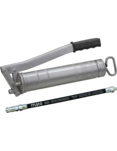 Pistola de engrase de acero E500 con manguera M10x1 400g cartucho/500g a granel MATO