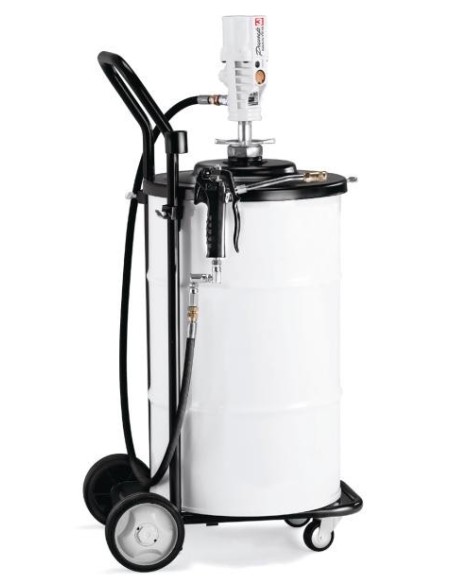 PAQUETE MÓVIL DE BOMBA NEUMÁTICA PUMPMASTER 3 - 55:1 PARA GRASA CON CARRO 431000, BIDÓN 50 KG