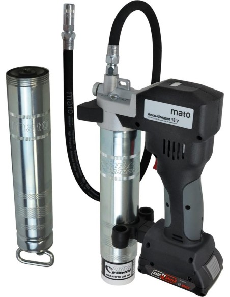 Pistola de engrasar a batería 18V/2Ah PREMIUM-S-LS AMPShare concargador y batería MATO