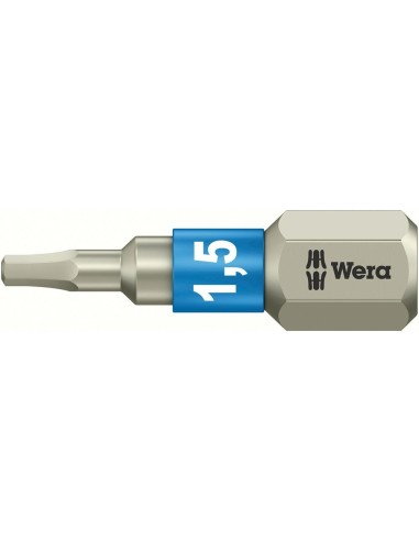 Punta inoxidable 1/4 DIN3126C6,3 hembra hexagonal 1,5x25mm Wera