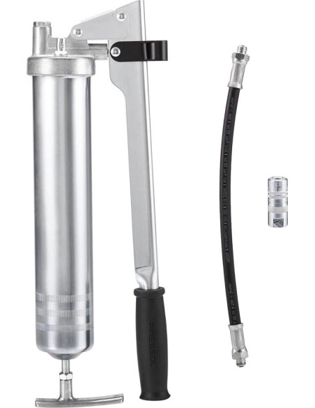 Jgo pistola engrasar c/ palanca manual cartucho 400g 500ccm Pressol