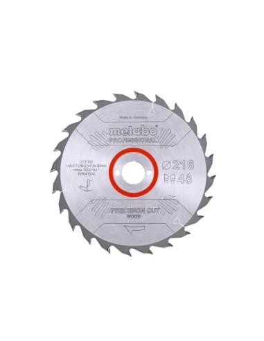 HOJA DE SIERRA 216X30 METABO 628041000 precision cut wood - professional D48 DI 5° neg