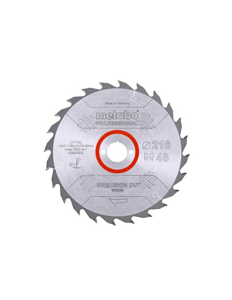 HOJA DE SIERRA 216X30 METABO 628041000 precision cut wood - professional D48 DI 5° neg