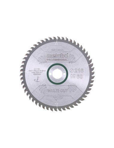 Hoja de sierra 216x30 METABO 628083000 multi cut - professional D60 DP/DT, 5°neg
