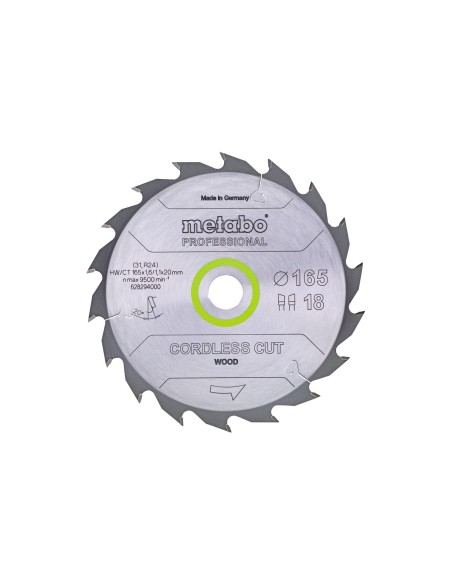 Hoja de sierra cordless cut wood - professional, 165x20 Z18 DI 20° (628294000)