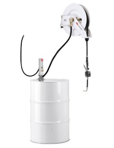 PAQUETE ESTACIONARIO DE BOMBA NEUMÁTICA PUMPMASTER 2 - 3:1 PARA ACEITE CON ENROLLADOR RM-12, BIDÓN 205 L
